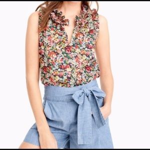 J.Crew x Liberty Ruffle Neck Blouse